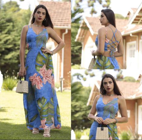 Vestido Longo Estampado  - Oceano Store