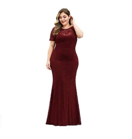 Vestido Longo Plus Size Renda Madrinha Civil Festa Formatura - Shoopweb Menor preço em Vestido Longo Plus Size Renda Madrinha Civil Festa Formatura - Shoopweb