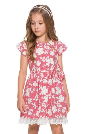 Vestido Manga Curta Infantil Menina Vermelho - Brandili Mundi Menor preço em Vestido Manga Curta Infantil Menina Vermelho - Brandili Mundi