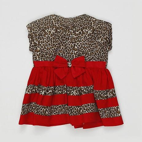 Vestido Manga Curta Oncinha Laço - Tieloy baby Menor preço em Vestido Manga Curta Oncinha Laço - Tieloy baby