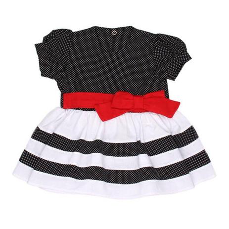 Vestido Manga Curta Poá Laço - Tieloy baby Menor preço em Vestido Manga Curta Poá Laço - Tieloy baby