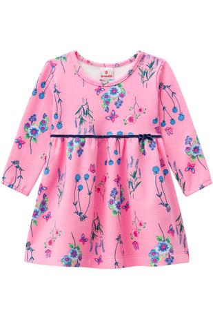 Vestido Manga Longa Bebê Menina Rosa - Brandili Menor preço em Vestido Manga Longa Bebê Menina Rosa - Brandili