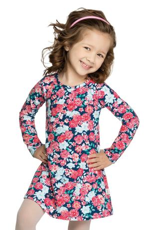 Vestido Manga Longa Infantil Menina Marinho - Elian Menor preço em Vestido Manga Longa Infantil Menina Marinho - Elian