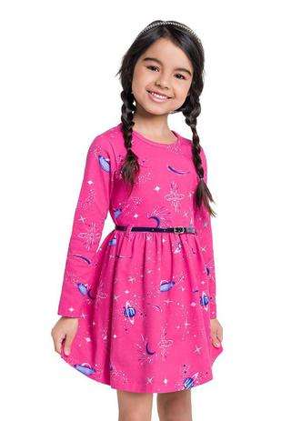 Vestido Manga Longa Infantil Menina Rosa - Brandili Menor preço em Vestido Manga Longa Infantil Menina Rosa - Brandili