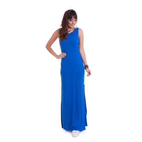 Vestido Manola Longo Regata Azul Bic Azul Menor preço em Vestido Manola Longo Regata Azul Bic Azul