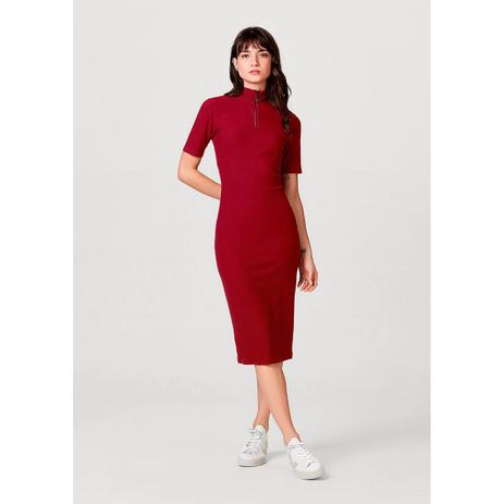 vestido midi em malha canelada