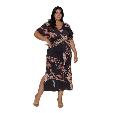 vestido midi plus size casual