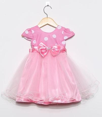 vestido minnie rosa simples