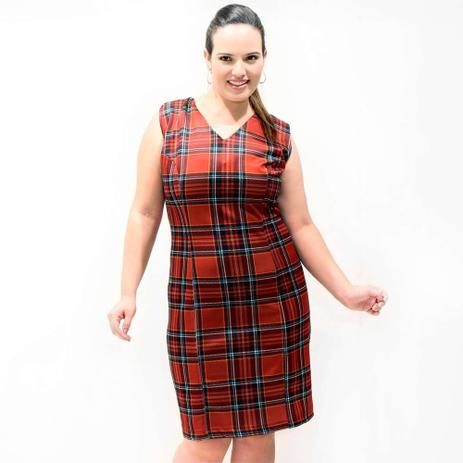 vestido xadrez feminino plus size