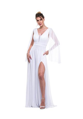 vestido manga longa aberta