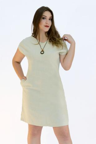 vestido longo de linho cru