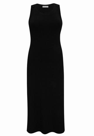 vestido basico preto longo