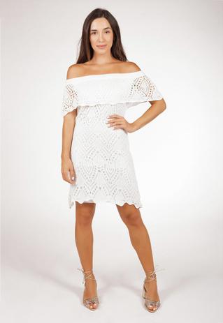 vestido tricot ombro a ombro
