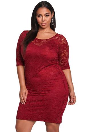 Vestido Plus Size Renda Madrinha Aniversario Noite Festa - Shoopweb Menor preço em Vestido Plus Size Renda Madrinha Aniversario Noite Festa - Shoopweb