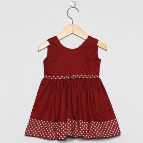 Vestido Regata Tricoline Bordô Bolinhas Barra com Faixa Cinto - Tieloy baby é ruim? Vestido Regata Tricoline Bordô Bolinhas Barra com Faixa Cinto - Tieloy baby é boa?