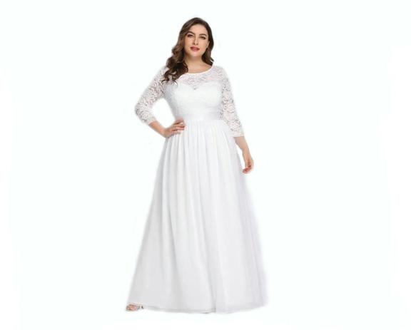 Vestido Renda Noiva Festa Plus Size Civil Longo Casamento - Bella Fest Menor preço em Vestido Renda Noiva Festa Plus Size Civil Longo Casamento - Bella Fest