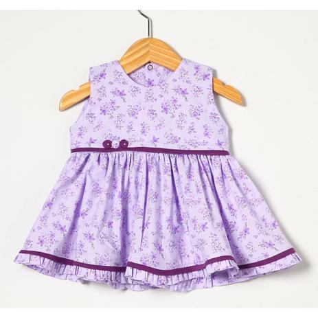 Vestido sem Manga Estampado Lilás Tecido Tricoline - Tamanho 02 - Tieloy Menor preço em Vestido sem Manga Estampado Lilás Tecido Tricoline - Tamanho 02 - Tieloy