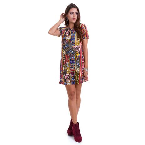 vestido rodado manga curta