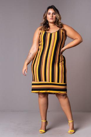 vestido barrado plus size