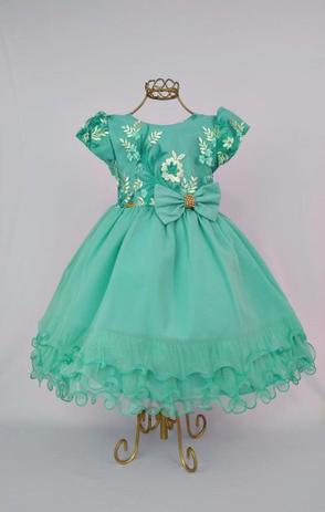 vestido de formatura infantil verde