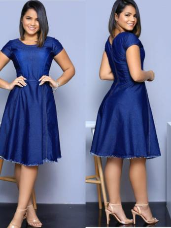 Vestidos jeans moda evangélica tamanhos (g) (gg) reff(v 14) - Cristal é boa?
