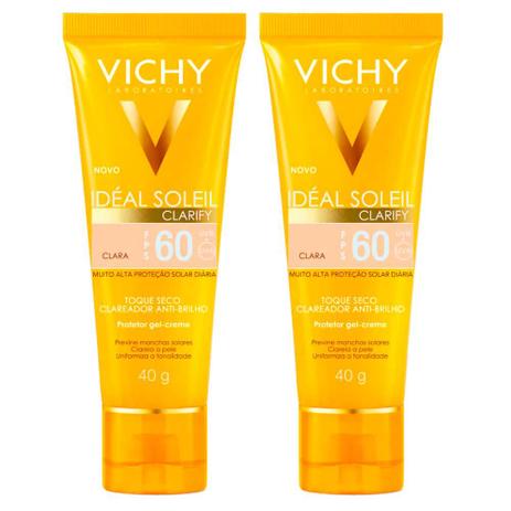 Vichy Idéal Soleil Clarify Kit com 2 Unidades  Protetor Solar Facial com Cor FPS60 - Clara