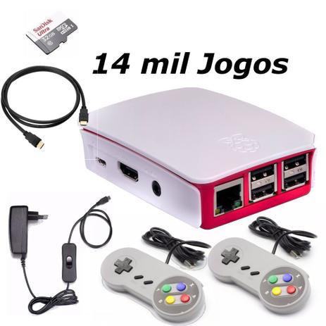 Vídeo Game Retro com 14 MIL Jogos 32GB com 2 Controles Super Nintendo - Raspbarry Menor preço em Vídeo Game Retro com 14 MIL Jogos 32GB com 2 Controles Super Nintendo - Raspbarry