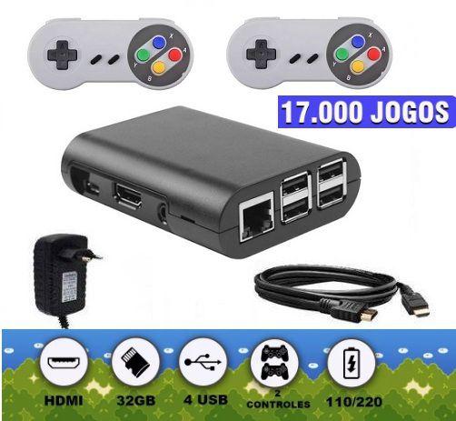 Vídeo Game Retro com 17 MIL Jogos 32GB com 2 Controles - Promoção Menor preço em Vídeo Game Retro com 17 MIL Jogos 32GB com 2 Controles - Promoção