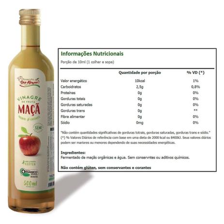 Vinagre De Maçã Orgânico São Roque 500ml - Fazenda São Roque Menor preço em Vinagre De Maçã Orgânico São Roque 500ml - Fazenda São Roque