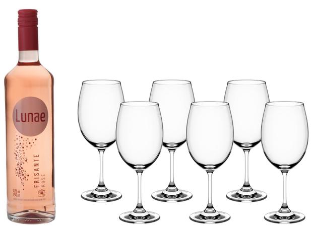 Vinho Frisante Rosé Semi Seco Salton Lunae - 750ml + Jogo de Taças para Vinho Cristal 6 Peças Menor preço em Vinho Frisante Rosé Semi Seco Salton Lunae - 750ml + Jogo de Taças para Vinho Cristal 6 Peças