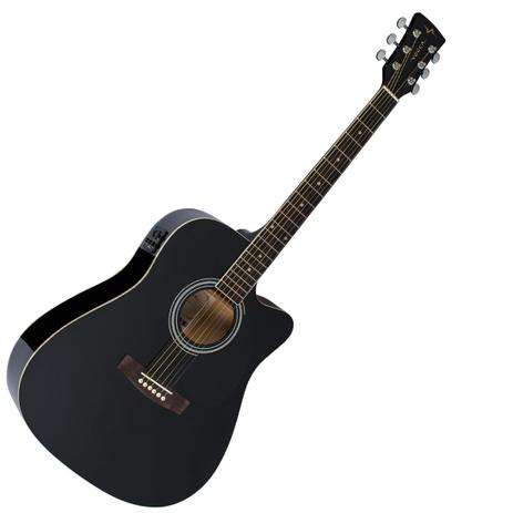 Violão 6 Cordas Aço Folk Cutaway Elétrico - VCK 370 BK Vogga Menor preço em Violão 6 Cordas Aço Folk Cutaway Elétrico - VCK 370 BK Vogga