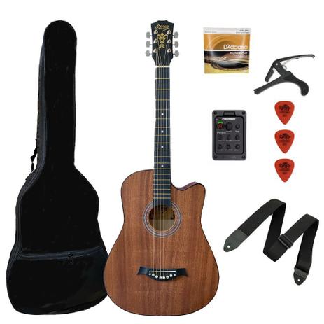 Violao EletroAcustico Seven SVE-27 MH Kit Capa e Acessorios - Seven Guitars Menor preço em Violao EletroAcustico Seven SVE-27 MH Kit Capa e Acessorios - Seven Guitars