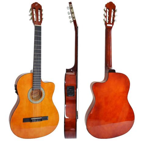 Violão Flat Eletroacústico Nylon NF14 NT Giannini Com Afinador Menor preço em Violão Flat Eletroacústico Nylon NF14 NT Giannini Com Afinador