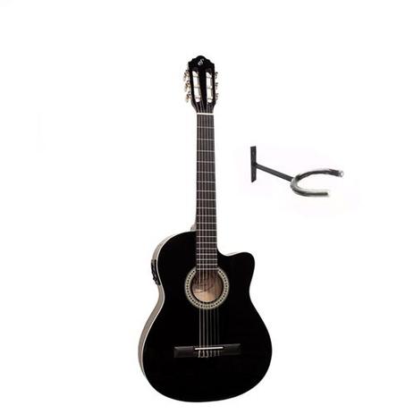 Violão flat nylon eletroacustico - nf-14 ceq bk- com suporte - Giannini Menor preço em Violão flat nylon eletroacustico - nf-14 ceq bk- com suporte - Giannini
