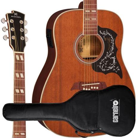 Violão Folk Michael VM925 DT Mahogany + Capa Luxo Menor preço em Violão Folk Michael VM925 DT Mahogany + Capa Luxo