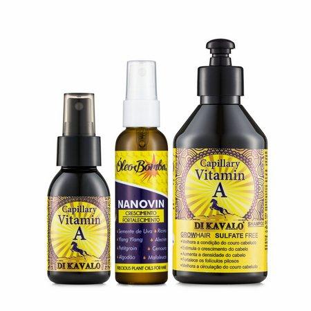 Vitamina A para o cabelo -Tônico capilar Di kavalo 60ML + Óleo bomba 60ML + Shampoo di kavalo 250ML - Nanovin a é ruim? Vitamina A para o cabelo -Tônico capilar Di kavalo 60ML + Óleo bomba 60ML + Shampoo di kavalo 250ML - Nanovin a é boa?