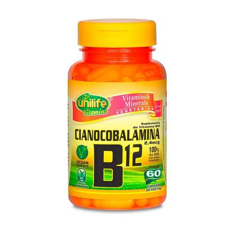 Vitamina B12 (cianocobalamina) - 60 Cápsulas - Unilife Menor preço em Vitamina B12 (cianocobalamina) - 60 Cápsulas - Unilife