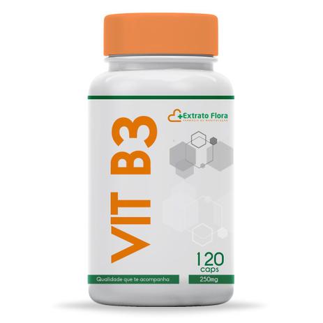 Vitamina B3 250mg 120 Cápsulas (niacina) - Extrato flora Menor preço em Vitamina B3 250mg 120 Cápsulas (niacina) - Extrato flora