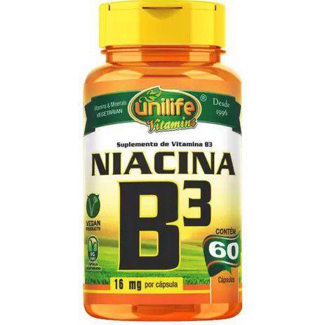 Vitamina B3 (Niacina) - 60 Cápsulas 16mg - Unilife -