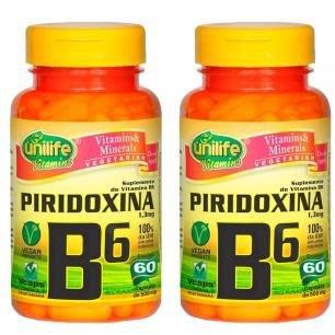 Vitamina B6 (Piridoxina) - 2x 60 Cápsulas - Unilife Menor preço em Vitamina B6 (Piridoxina) - 2x 60 Cápsulas - Unilife