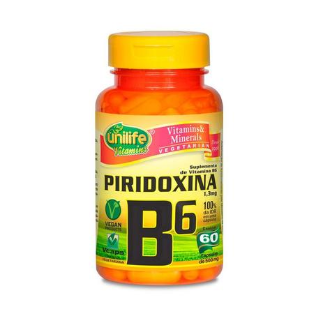 Vitamina B6 (Piridoxina) - 60 Cápsulas - Unilife Menor preço em Vitamina B6 (Piridoxina) - 60 Cápsulas - Unilife