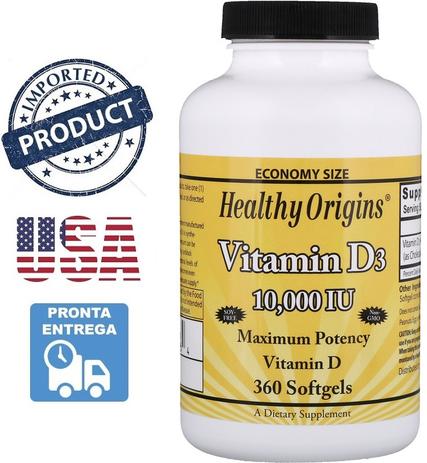 Vitamina D3 10.000 UI Healthy 360 Softgels Importada EUA Menor preço em Vitamina D3 10.000 UI Healthy 360 Softgels Importada EUA