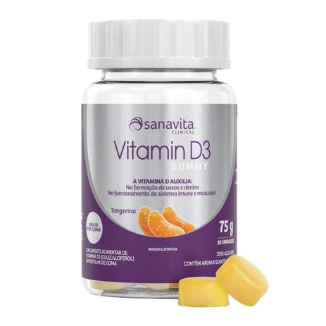 Vitamina D3 em Goma - Sabor Tangerina - 2000UI por Goma - Vitamin D3 Gummy - Sanavita - 30 Gomas Menor preço em Vitamina D3 em Goma - Sabor Tangerina - 2000UI por Goma - Vitamin D3 Gummy - Sanavita - 30 Gomas