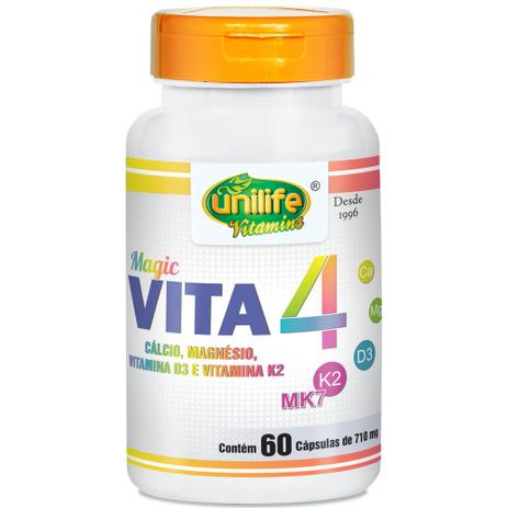 Vitamina K2 D3 Cálcio e Magnésio MK7 Vita 4 60 cáps 710mg - Unilife Menor preço em Vitamina K2 D3 Cálcio e Magnésio MK7 Vita 4 60 cáps 710mg - Unilife