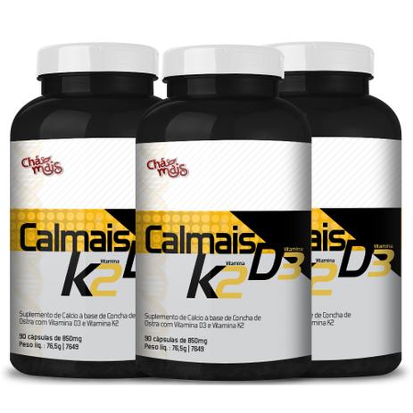 Vitamina K2 D3 e Cálcio Kit com 3 frascos - Chá mais Menor preço em Vitamina K2 D3 e Cálcio Kit com 3 frascos - Chá mais