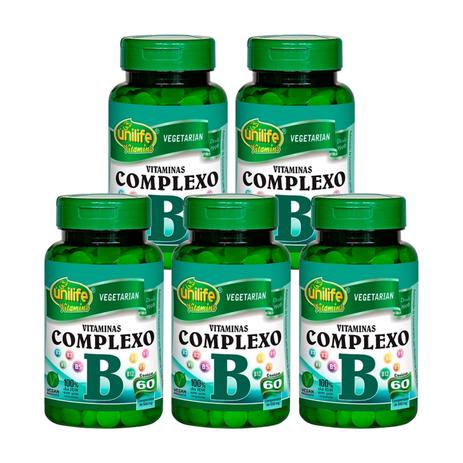 Vitaminas Complexo B 60 Comprimidos (b1,b2,b3,b5,b6,b7,b9,b12) Unilife - Kit Com 5 Unidades - Unilife vitamins Menor preço em Vitaminas Complexo B 60 Comprimidos (b1,b2,b3,b5,b6,b7,b9,b12) Unilife - Kit Com 5 Unidades - Unilife vitamins