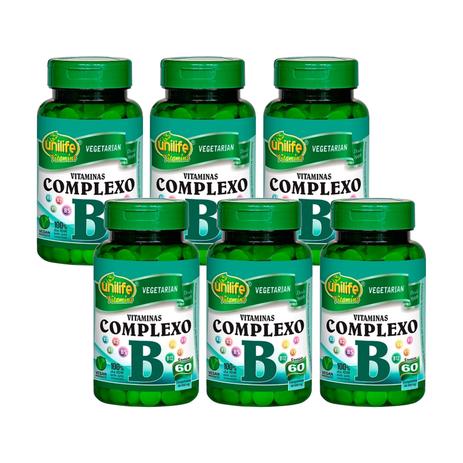 Vitaminas Complexo B 60 Comprimidos (b1,b2,b3,b5,b6,b7,b9,b12) Unilife - Kit Com 6 Unidades - Unilife vitamins Menor preço em Vitaminas Complexo B 60 Comprimidos (b1,b2,b3,b5,b6,b7,b9,b12) Unilife - Kit Com 6 Unidades - Unilife vitamins