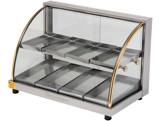 Vitrine Estufa Marchesoni 8 Bandejas - 2 Portas Ouro Inox Menor preço em Vitrine Estufa Marchesoni 8 Bandejas - 2 Portas Ouro Inox