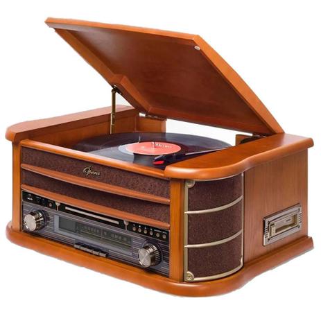 Vitrola Raveo New Opera BT - Toca-Discos CD Player Bluetooth Radio FM Fita Cassete Bivolt Menor preço em Vitrola Raveo New Opera BT - Toca-Discos CD Player Bluetooth Radio FM Fita Cassete Bivolt