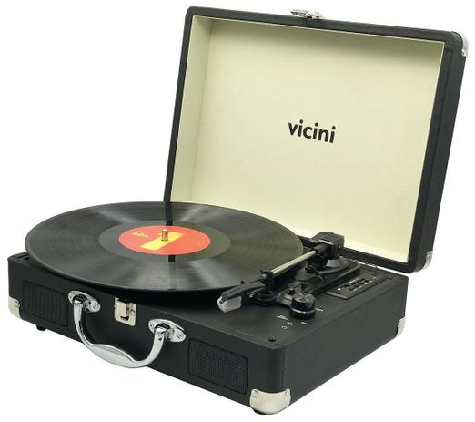 Vitrola Toca Discos Classic Retrô Bluetooth Usb Sd Rádio Fm Grava Reproduz Bivolt Aux Preto VC-285 Vicini Original Menor preço em Vitrola Toca Discos Classic Retrô Bluetooth Usb Sd Rádio Fm Grava Reproduz Bivolt Aux Preto VC-285 Vicini Original